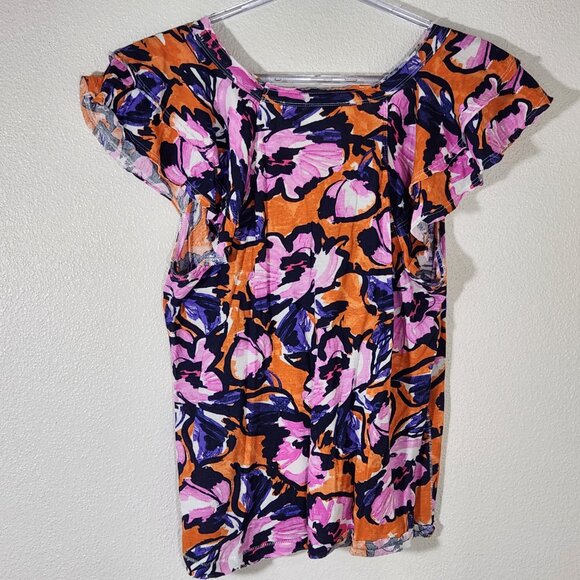 Maeve by Anthropologie Floral Flutter Sleeve Tshirt Size M - Picture 10 of 15